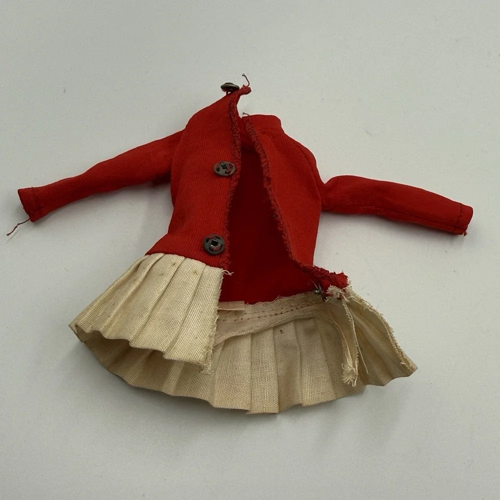Vintage Mod 60s Blonde Skipper Doll Hong Kong Original Red Outfit White Boots